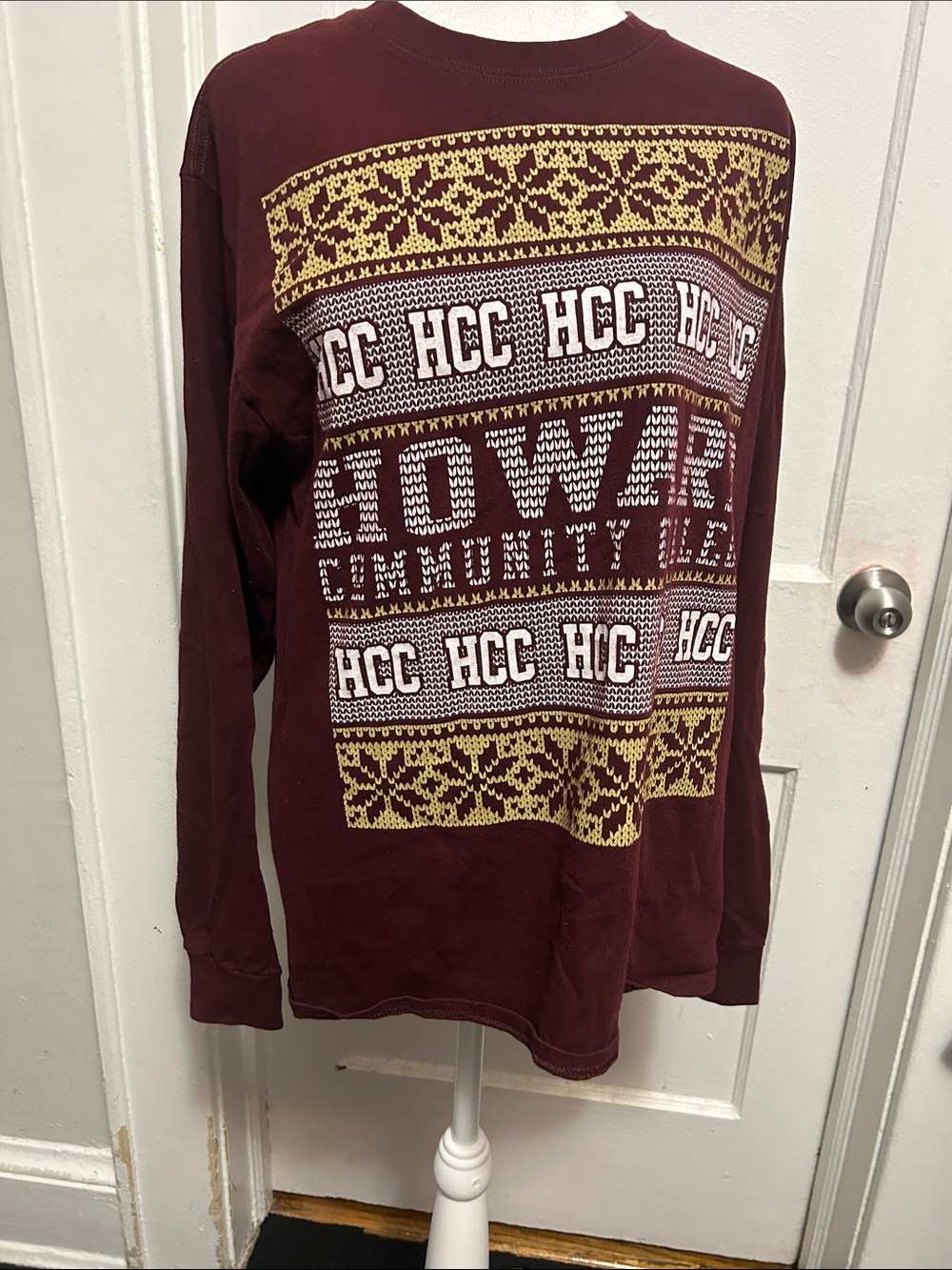 Maroon Hcc Holiday Fair Isle Long Sleeve Tee